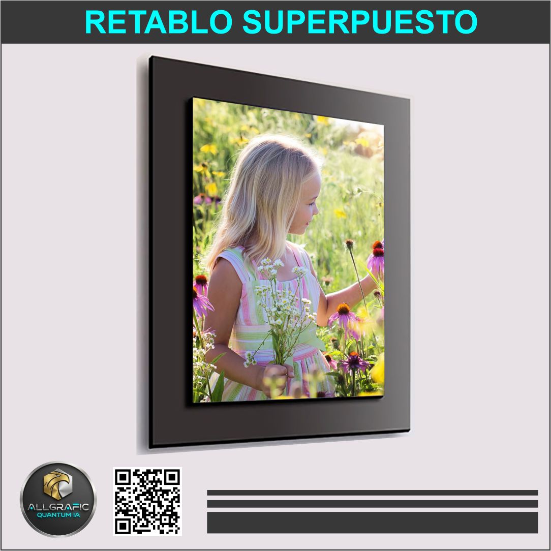 retablo superpuesto con vinilo laminado mate o brillante