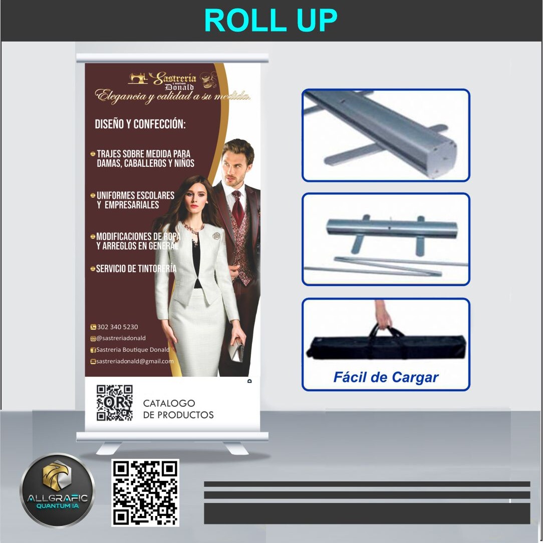Estructura de aluminio 1x2mts portable + pendon impreso