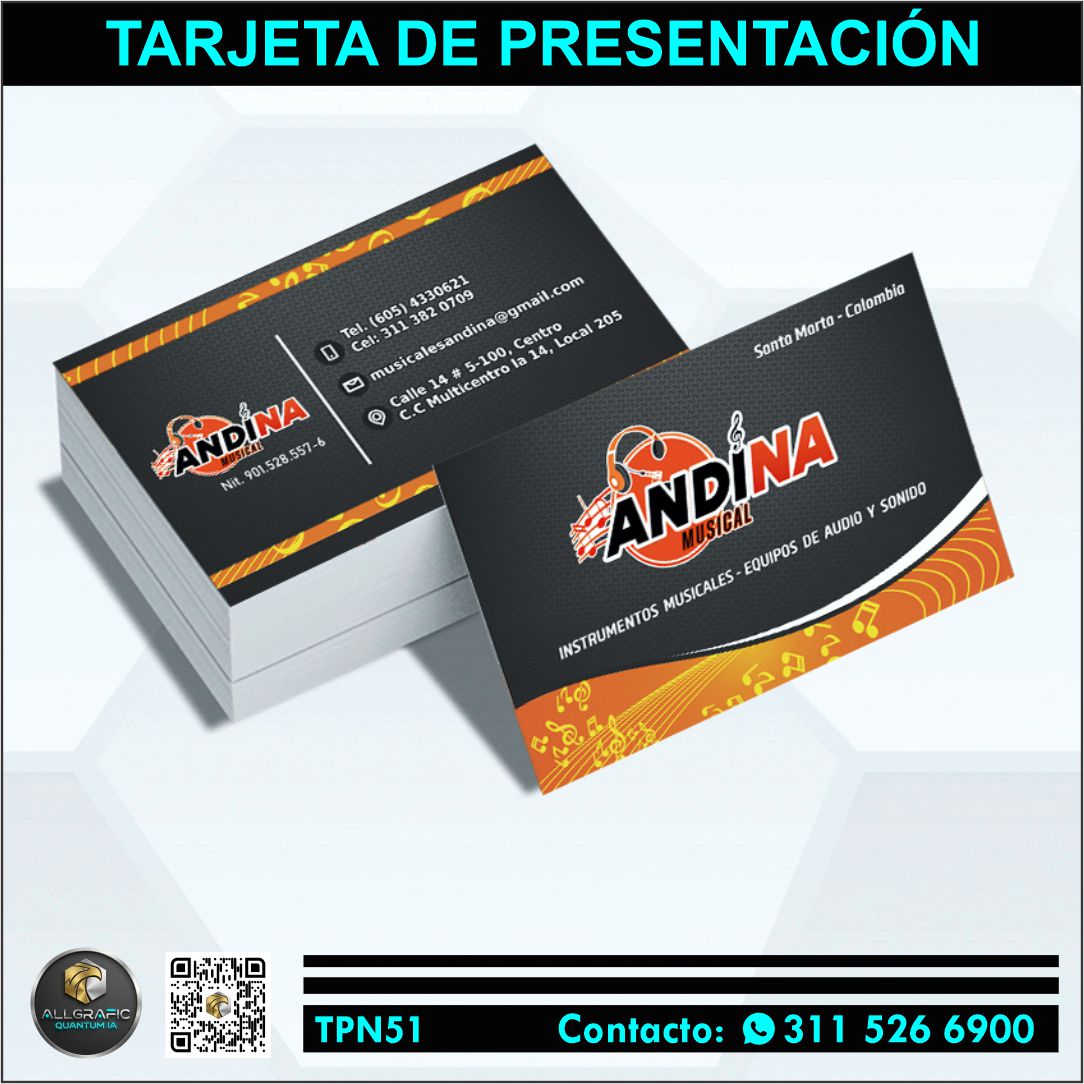 Tarjeta de presentacion en papel propalcote con impresion full color ambas caras y barnizado en el frente de medidas 9x5,5cm.