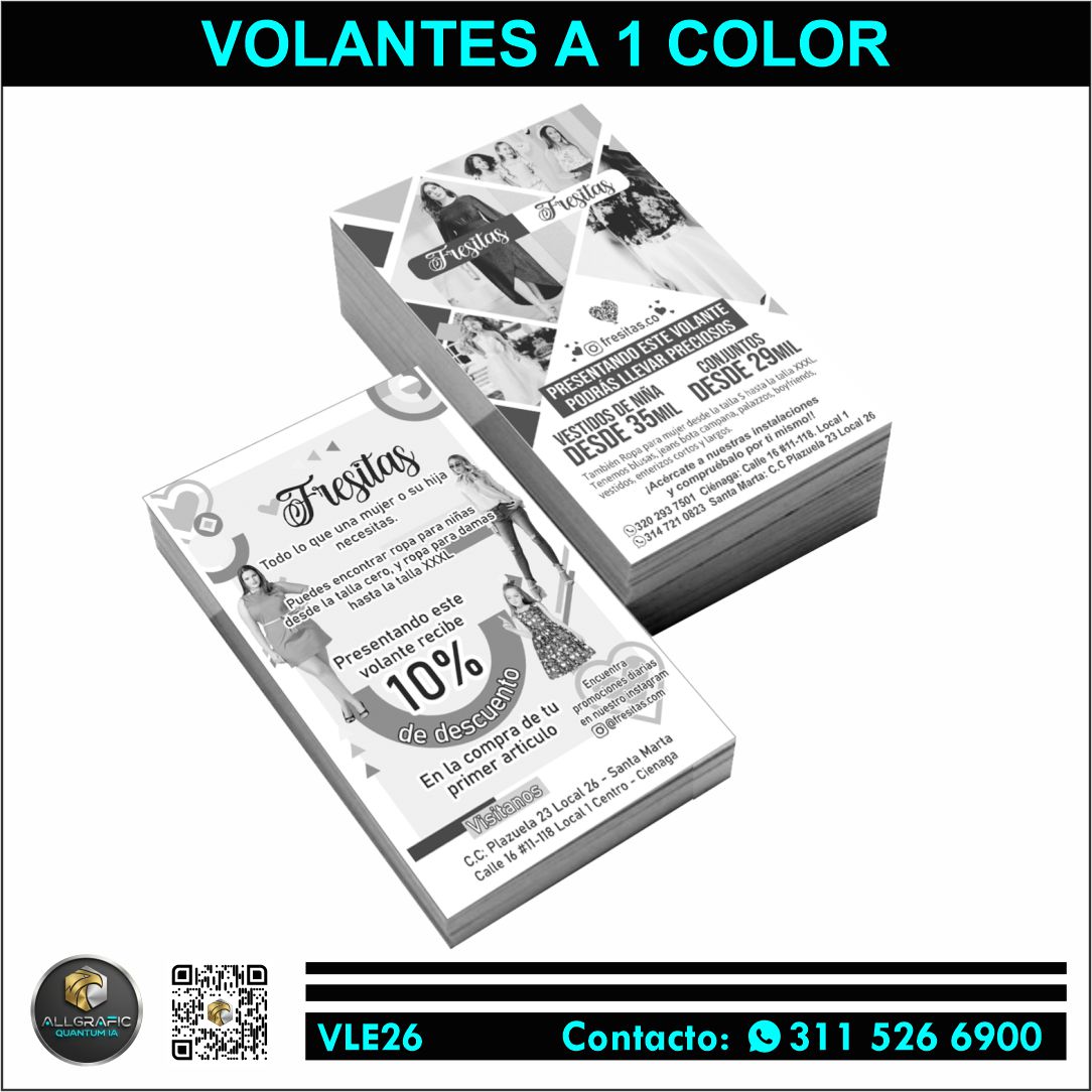 Volantes a 1 color ya sea azul bronce, o negro. Cantidad: 1.000 volantes Papel: Bond Tamaño: Media Carta